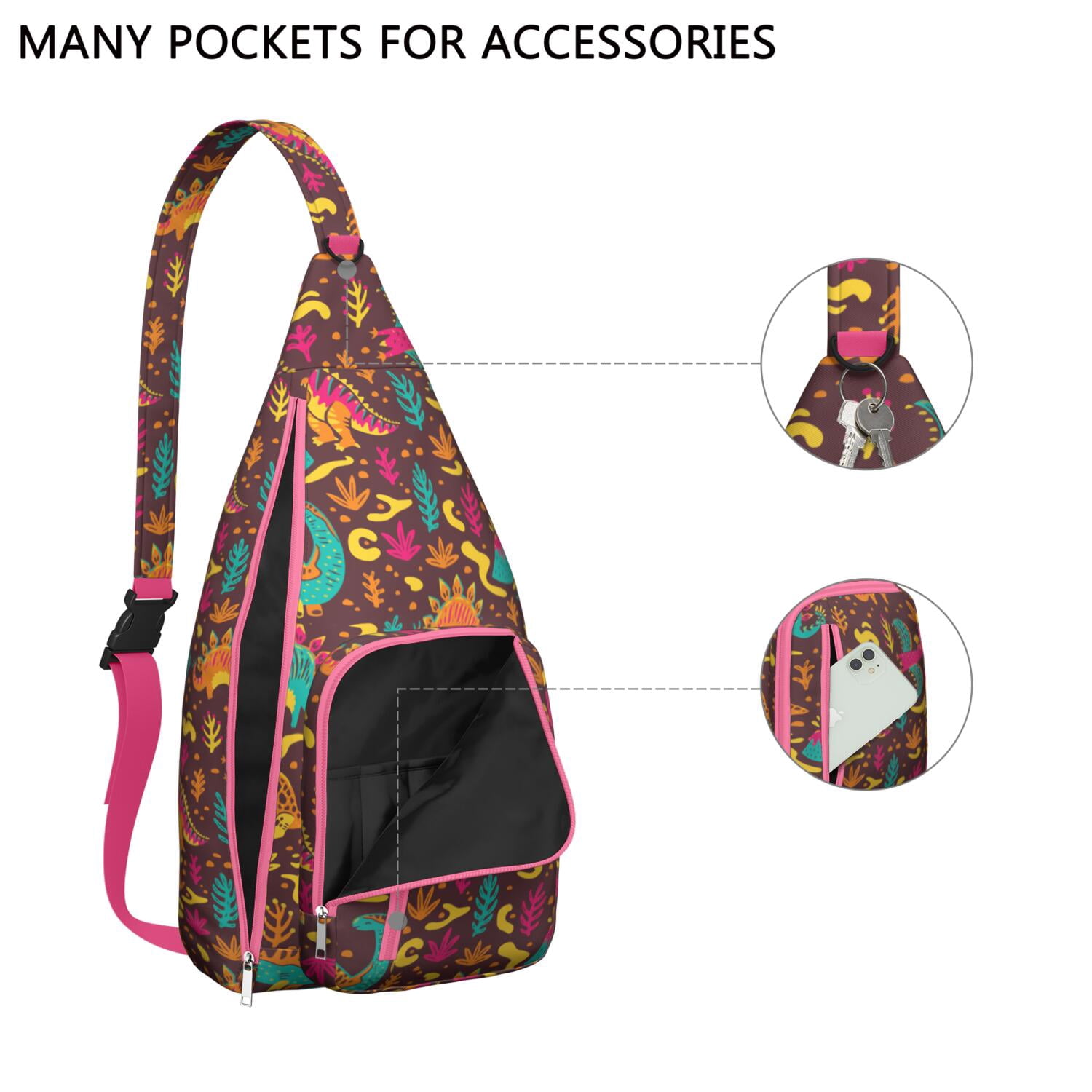 Retro Dinosaur Print Sling Backpack – Lightweight Crossbody Bag for Hiking, Travel & Daily Adventures