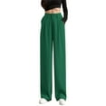 thumbnail image 2 of Women Pants Wide Leg Pants Women's Casual Pants Wide Leg High Elastic Waist Business Trousers Long Straight Suit Pants for Summer Work, 2 of 5