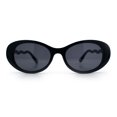 thumbnail image 5 of Womens Unique Wavy Crooked Arm Mod Oval Plastic Sunglasses All Black, 5 of 8