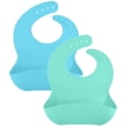 thumbnail image 1 of Babero de silicona - Baberos para bebés Pure Platinum sin rellenos (paquete de 2 baberos - azul y verde) Saliva infantil resistente al agua y sin lavado, 1 of 5