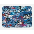 thumbnail image 1 of Modern Bath Mat, Teenager Style Image Street Wall Graffiti Graphic Colorful Design Artwork Print, Non-Slip Plush Mat Bathroom Kitchen Laundry Room Decor, 29.5 X 17.5 Inches, Multicolor, Ambesonne, 1 of 2