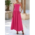 thumbnail image 3 of Vestido largo PRETTYGARDEN para mujer, primavera 2025, sin tirantes, rosa rojo, 3 of 9