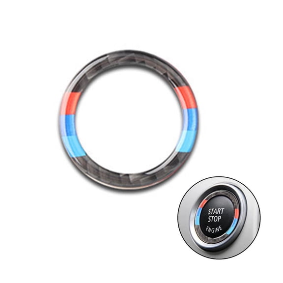 SMKE Carbon Fiber Car Engine Start Stop Button Ring Decorative Frame BMW 3 Series E90 E92 E93 2008-2012 Stylish Interior Accessory Cover Scratch-Resistant Snap-On