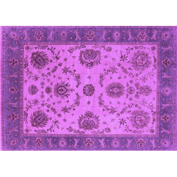Ahgly Company Indoor Rectangle Oriental Purple Industrial Area Rugs, 8' x 12'