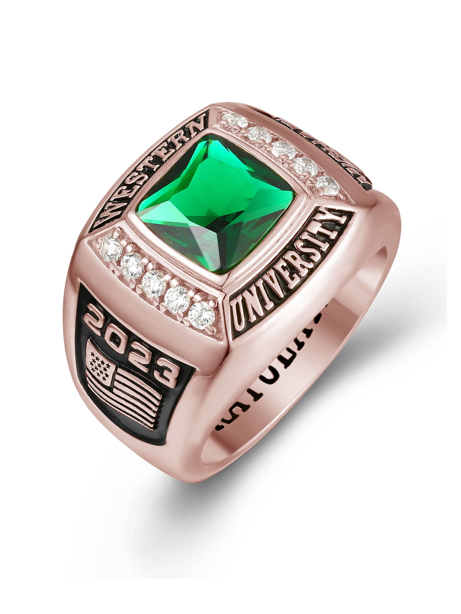 Mementos PJM Customized Men's Class Rings Sterling Silver for High School or College-Deluxe
