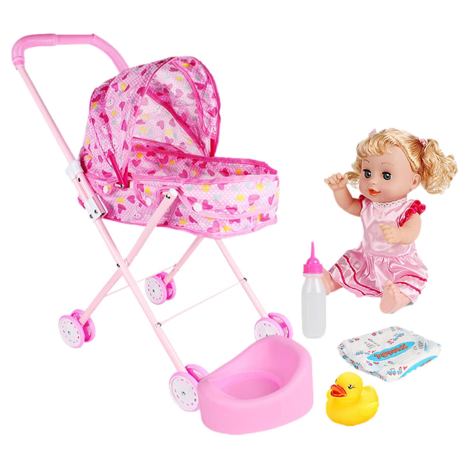 Babys Doll Stroller Set Babys Doll Set with Feeding Accessories