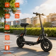 5TH WHEEL LB26 Peak 750W Motor Electric Scooter for Adults with Seat and Carry Basket, 36V 7.8Ah 20Miles Range & 20Mph, 12 Foldable E Scooter for Commuting, UL 2272