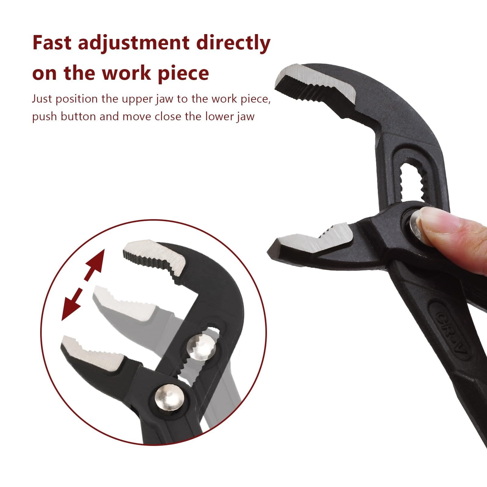3-Piece Quick Adjust Groove Joint Pliers Set - 7in, 10in & 12in Water Pump Pliers with Red Grips - Fast Adjustable V-Jaw Tongue and Groove Pliers for Plumbing, DIY, and General Use