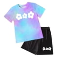 thumbnail image 4 of OYXSER Toddler Baby Girls Clothes 1T 2T 3T 4T 5T T-Shirt Tee Tops + Shorts Short Sleeves Cute Outfits Set 2 Pieces Shorts Set, Blue 3-4T, 4 of 4