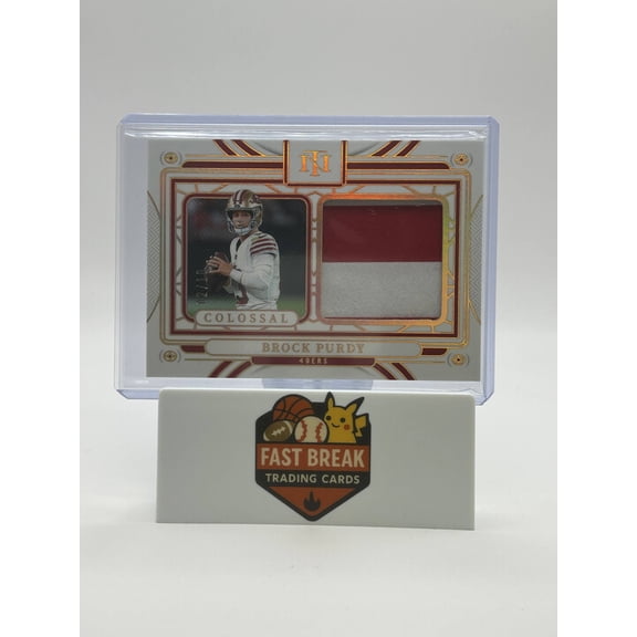 2025 Panini National Treasures Colossal Brock Purdy Patch Memorabilia #CM-BPY /10 San Francisco 49ers Football Card San Francisco 49ers NFL Football C