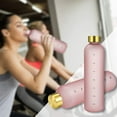 thumbnail image 3 of Plastic Space Cup Large-Capacity Transparent Frosted Water Cup Copper Lid Water Bottle with Time Marker 1000ML Pink, 3 of 6