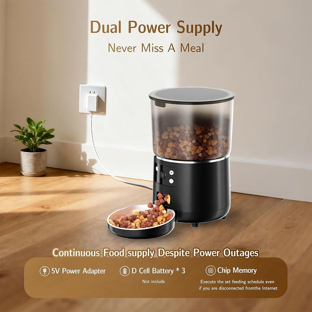 SUKVPSI Smart Automatic Pet Feeder with Camera, 4L Large Capacity Dog and Cat Food Dispenser for Kibble Size 3-8mm