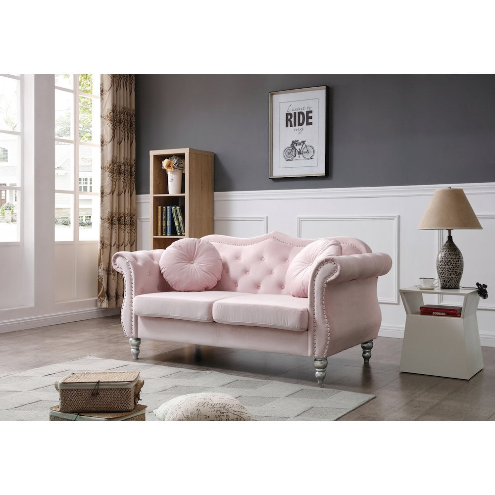 Glory Furniture Hollywood Loveseat in Pink Color