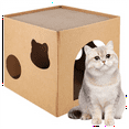 thumbnail image 4 of Cat House Scratcher Box Cat Cardboard House with Scratch Pad for Kitties, Kittens for Cat Birthday, 4 of 9