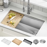 KRAUS Kore 32 Undermount Workstation 16 Gauge Single Bowl Stainless Steel Kitchen Sink with Accessories