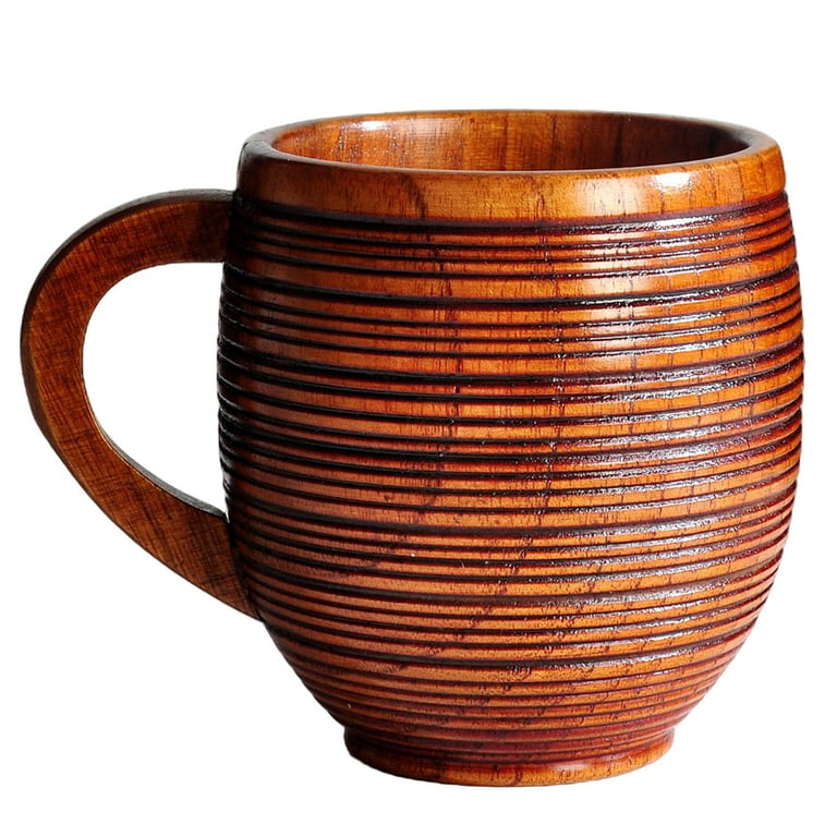 Wooden Beer Mug, Classical Solid Wood Drinking Cup, Handmade , for Coffee,  Drinks, Juice, Beverage 280ml 