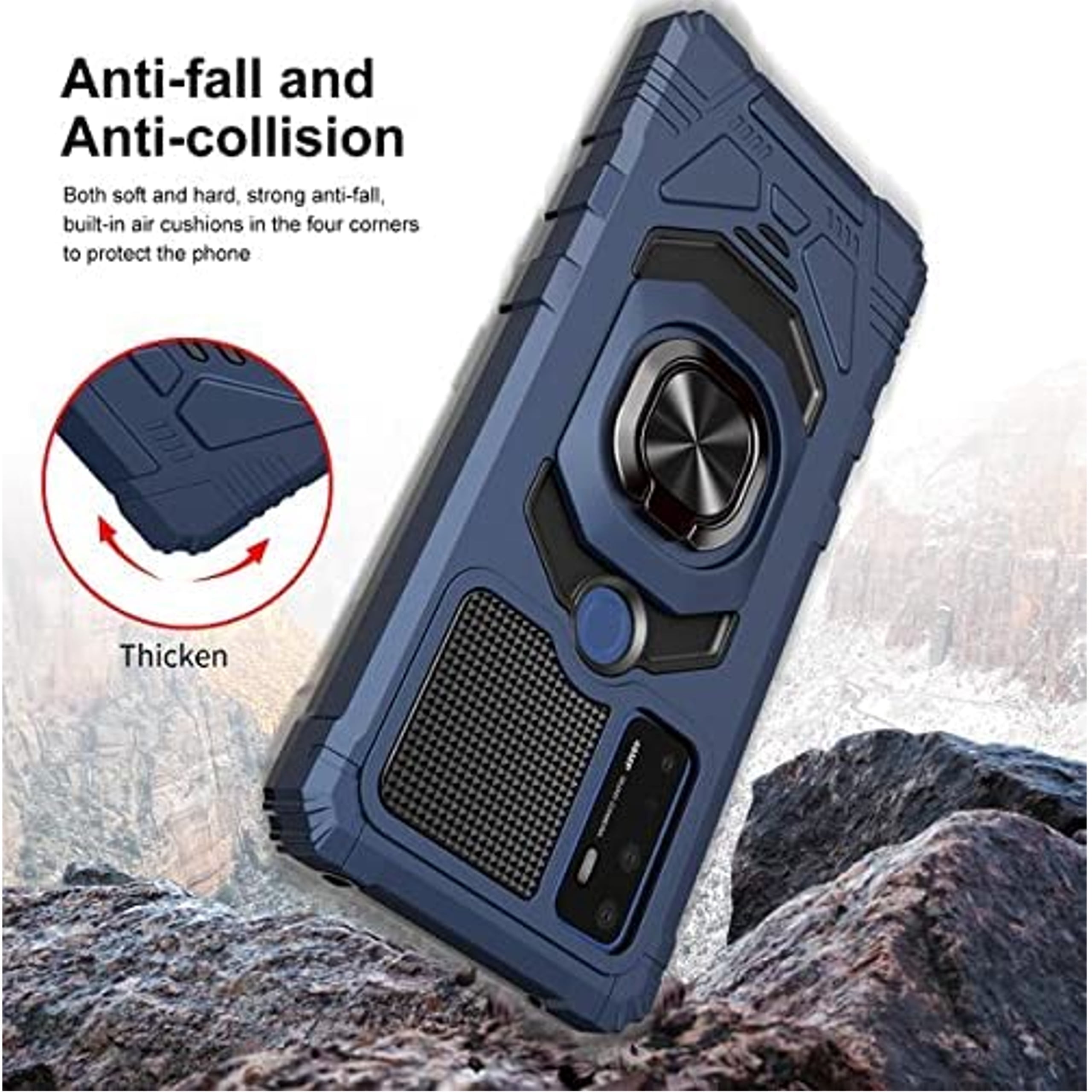 For BLU View 5 2024 Case Hybrid Magnetic Car Mount Ring Kickstand Stand Holder Full-Body Armor Hard Protective [Military Grade] Phone Cover - Blue