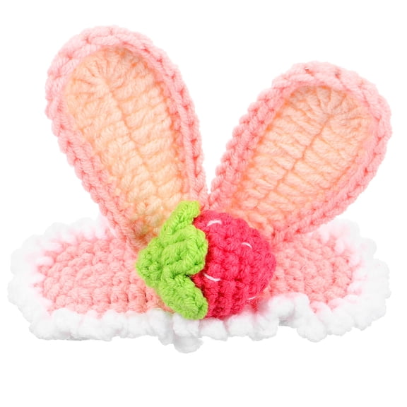 TABLZONE Crochet Knitted Hair Clip Bunny Ear Hairpin Woolen Yarn 1Set for Girls 2.95*2.17*1.38in