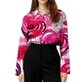 thumbnail image 5 of Dwralegc Shirts for Women Collared Long Sleeve Clothes Casual Plus Heart Print Tops Loose Lightweight Holiday Shirts Hot Pink 3XL, 5 of 5