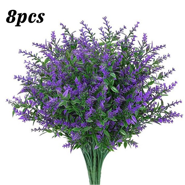Lavanda artificial 5 ramas de plástico falso ramo de flores de simulación de boda, púrpura 1 8 piezas Speravity HA8797-01B