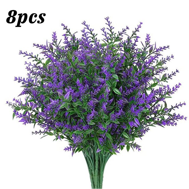 Lavanda artificial 5 ramas de plástico falso ramo de flores de simulación de boda, púrpura 1 8 piezas Speravity HA8797-01B