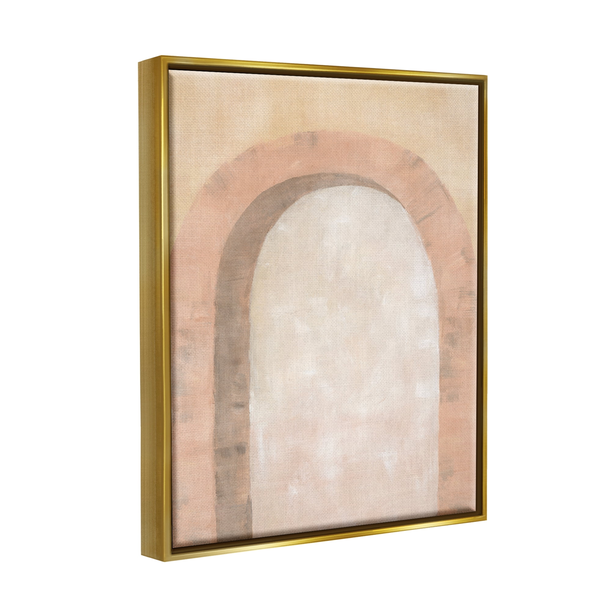 Stupell Industries Modern Muted Arch Abstract Painting Gold Floater Framed Canvas Art Print Wall Art, 17 x 21