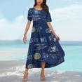 thumbnail image 4 of LOVZFMLL Summer Dresses for Women Short Sleeve A-Line Maxi Dresses Casual Floral Boho T-Shirt Dresses Flowy Beach Sundresses with Pockets Navy A XL, 4 of 5