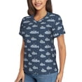 thumbnail image 2 of Fuzoiu Submarine With Periscope Print Women's Classic V-Neck T-Shirt, Short Sleeve V Neck Tees for Casual Everyday Wear,Casual Fit Tee,Summer Fashion Tops-X-Large, 2 of 5