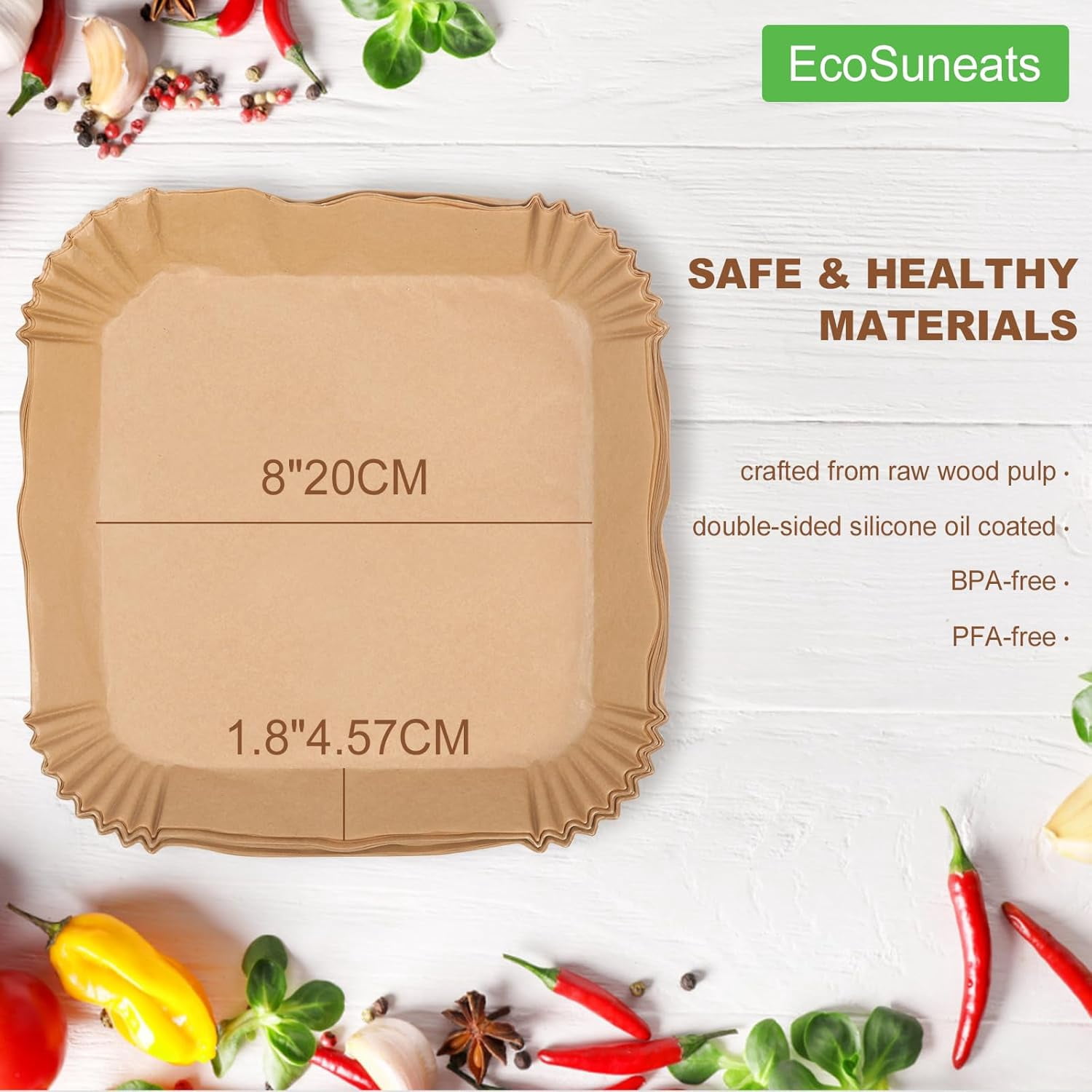 360 Pcs Heavy-Duty Air Fryer Liners by | 8x8 Inch Square Food Safe Parchment Paper | Non-Stick for Easy Cleanup | Fits 5-8 QT Baskets
