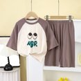 thumbnail image 2 of Odeerbi 1-13 Years Kids Boys Girls Summer Modal Pajamas Short Sleeve Loungewear Shorts Set Cute Raglan Sleepwear Solid Color Lightweight Tops Pajama Set Kids Boys Girls Clothes, 2 of 5
