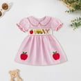 thumbnail image 2 of Duqingm Toddler Baby Girl Back to School Outfit Apple Sleeveless Dress Fly Sleeve Smocked Dresses Girls Summer Clothes Dresses for Toddler Girls Pink,3-4 Years, 2 of 4