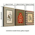 thumbnail image 3 of 3pcs Wooden Framed Canvas Poster indian folk art, indian flowers, indian vintage art, Creative Waterproof Canvas Posters, Bedroom, Office, Living Room, Cafe, Bar, home and dormitory wall decoration, 3 of 4