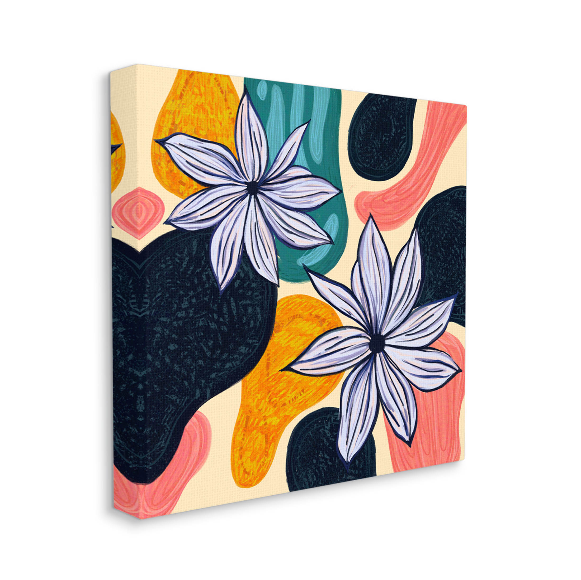 Stupell Industries Retro Floral Shapes Arrangement Graphic Art Gallery Wrapped Canvas Print Wall Art, Design by Ziwei Li
