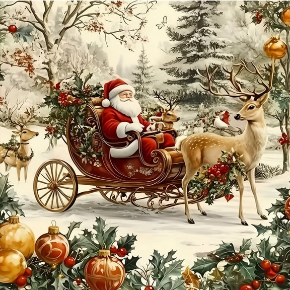 Mosaflare Santa Claus Diamond Painting Kit for Adults, Full Drill Diamond Art, Christmas DIY Craft for Home Decor 14×14 Inch