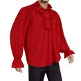 thumbnail image 7 of Mens Puffy Sleeve Medieval Shirt Loose Top Pirate Costume Halloween Cosplay Halloween Costumes for Adults, Size L, 7 of 7