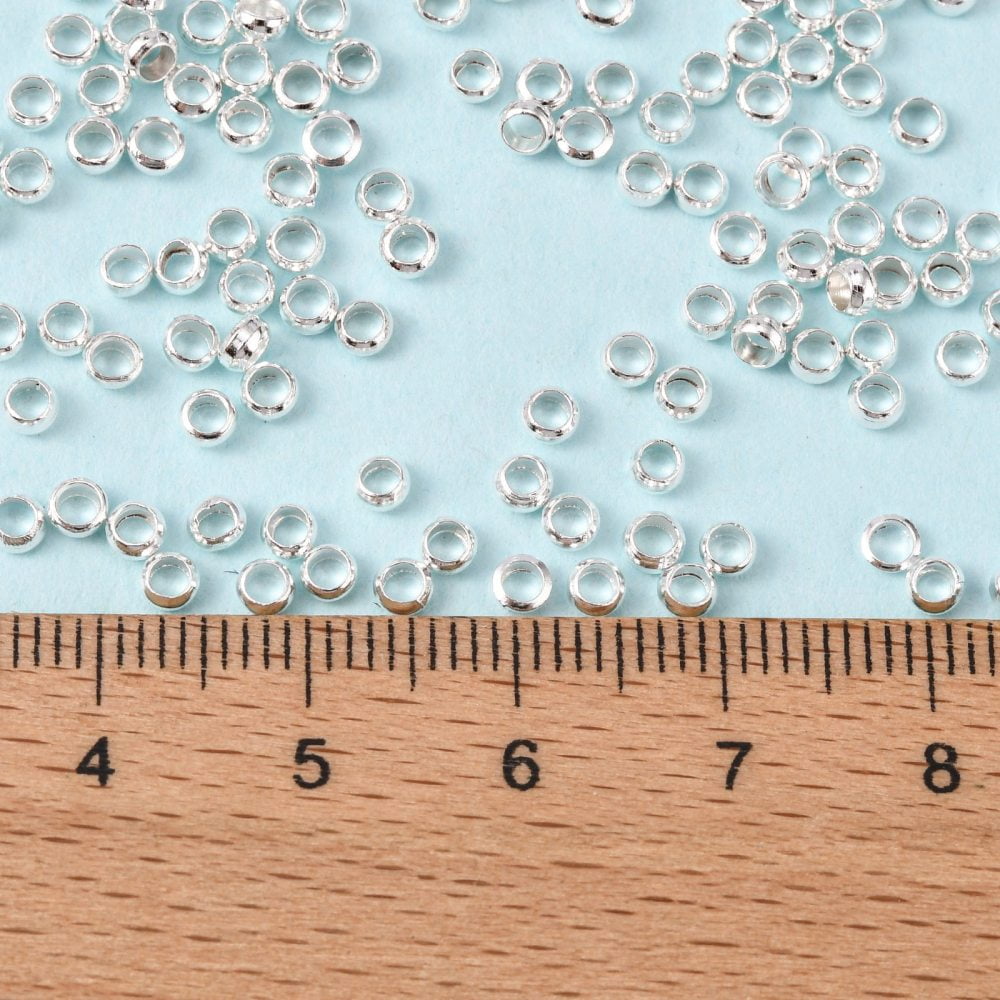 10000 pc Brass Crimp Beads Rondelle Silver Color Plated 3mm Hole: 2mm DIY