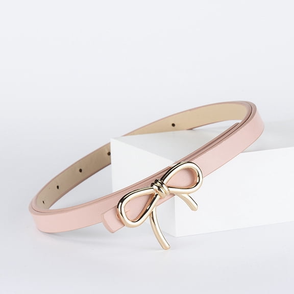 EliteGoogv Women Fashion Decorative Waist Belt Classic PU Leather Strap With Bow Buckle Versatile Accessory Matching For Dress Party Daily Casual Outfit,Pink,One Size