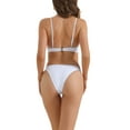 thumbnail image 3 of Conjuntos de bikini con aros para mujer INSPIRE CHIC, 2 piezas, tirantes ajustables, parte inferior triangular, trajes de baño talla X-Large, color blanco, 3 of 5