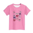 thumbnail image 6 of oelaio Kids Girls 4th of July Short Sleeve T-Shirts American Flag Patriotic Tops Boys Crewneck Graphic Tee Pink 110, 6 of 7