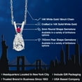 thumbnail image 2 of Gem Stone King 14K White Gold DEF Lab Grown Diamond and Red Ruby Pendant Necklace for Women | 0.56 Cttw | Gemstone April Birthstone | Pear Shape 7X5MM | With 18 inch Chain, 2 of 6