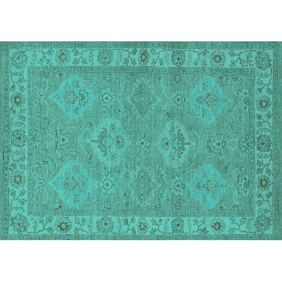 Ahgly Company Indoor Rectangle Oriental Turquoise Blue Traditional Area Rugs, 4' x 6'
