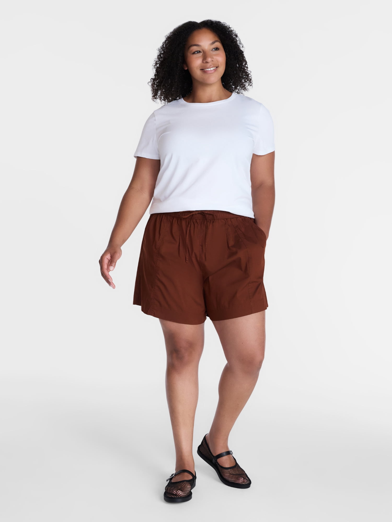 Time and Tru Women's Poplin Shorts, Sizes XS-XXXL