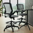 thumbnail image 4 of BizChair Mid-Back Dark Gray Mesh Ergonomic Drafting Chair with Adjustable Foot Ring and Flip-Up Arms, 4 of 17