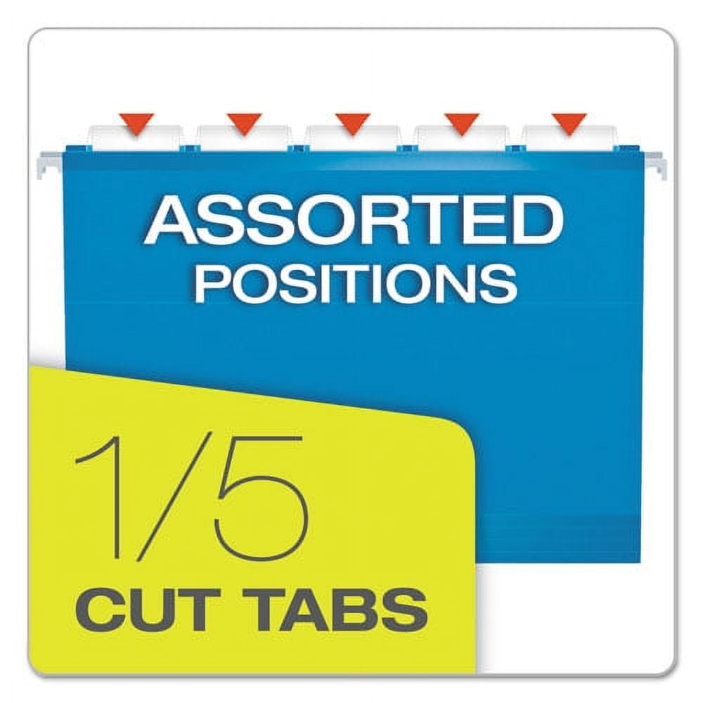 "Extra Capacity Reinforced Hanging File Folders With Box Bottom, Letter Size, 1/5-Cut Tab, Assorted, 25/box | Bundle of 5 Boxes"