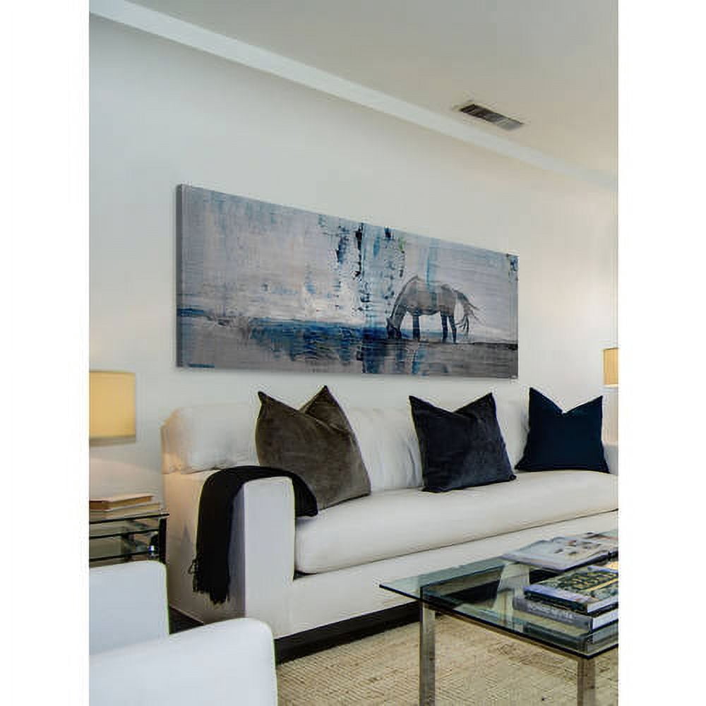 Parvez Taj Horse Grazing Blue Canvas Wall Art