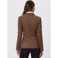 thumbnail image 4 of Blazer de gamuza sintética para mujer con cinturón de manga larga de un solo pecho Chaquetas de trabajo Outwear Coat Marrón Oscuro XL, 4 of 6