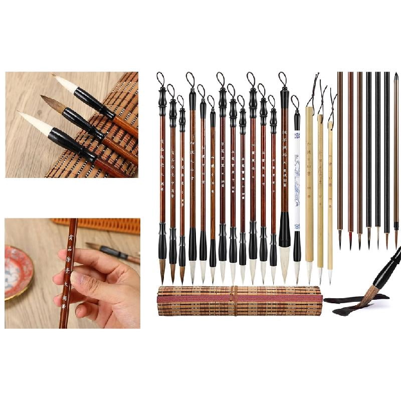 Tizuqe 24Pcs Traditional Chinese Calligraphy Brush Painting Brush Antithetical Couplet Writing Brush Watercolor Paint Brush