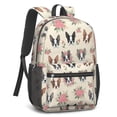 thumbnail image 2 of Boston Terrier and Roses Cream Pattern 17" School Backpacks for Teens,Waterproof Oxford Fabric,S-Shape Padded Straps for School,Travel,Hiking,Camping, 2 of 6