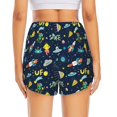 thumbnail image 4 of Goofa Funny Spaceships Printed Women 2 in 1 Running Shorts,Quick Dry Athletic Workout Shorts,High Waisted Athletic Shorts with Liner Pockets-Small, 4 of 9