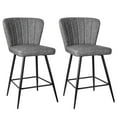 thumbnail image 4 of Kithkasa 25 inch Counter Stools,Full Back Leather,Black Finish,Set of 2,Grey, 4 of 7